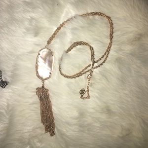 rayne Necklace in peach illusion. Rose gold