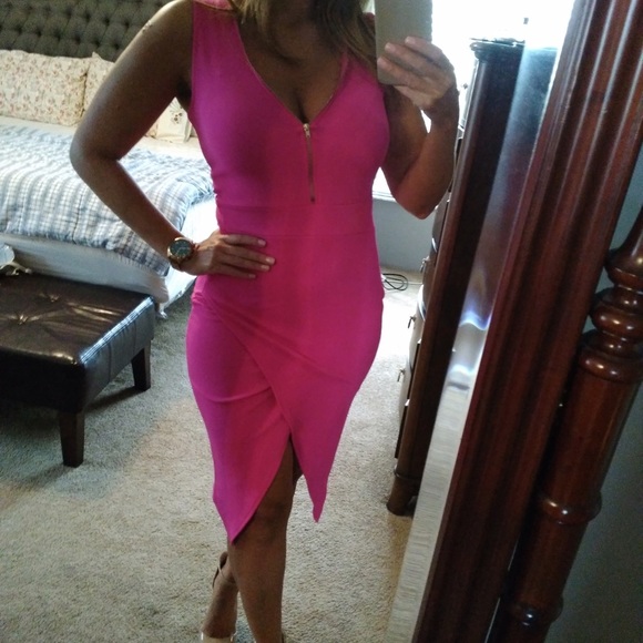 Hot pink midi dress