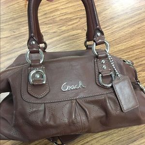 Brown leather coach purse