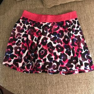 Justice girls Size10 pink/black leopardprint skirt