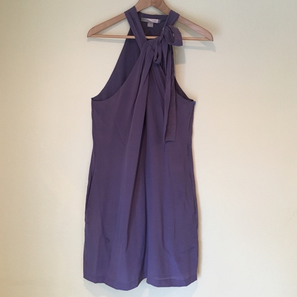 Eggplant Dress with shoulder Tie