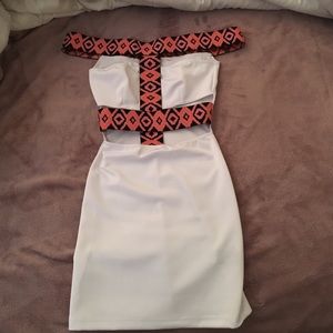 White strapless silk dress