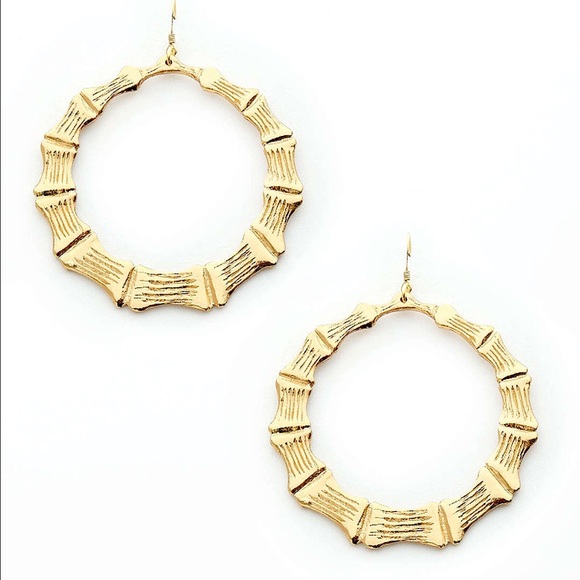 CC Skye Large Gold Bamboo Hoop Earrings Celeb Fav