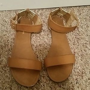 Never worn Tan and Gold sandals