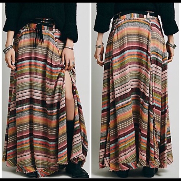Free People baja striped maxi skirt