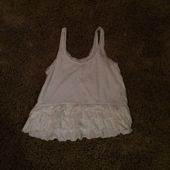 Hollister white ruffle shirt
