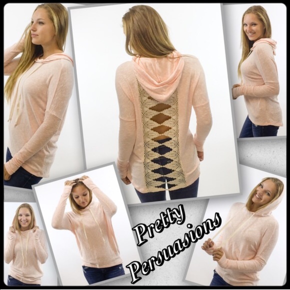 SOLD OUT‼️ Brushed Hacci Crochet Lace Slub Hoodie - Picture 3 of 3