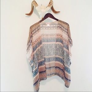 M/L Boho print band of gypsies shirt kimono