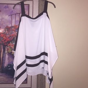 INC bliss top/ cream with chocolate stripe