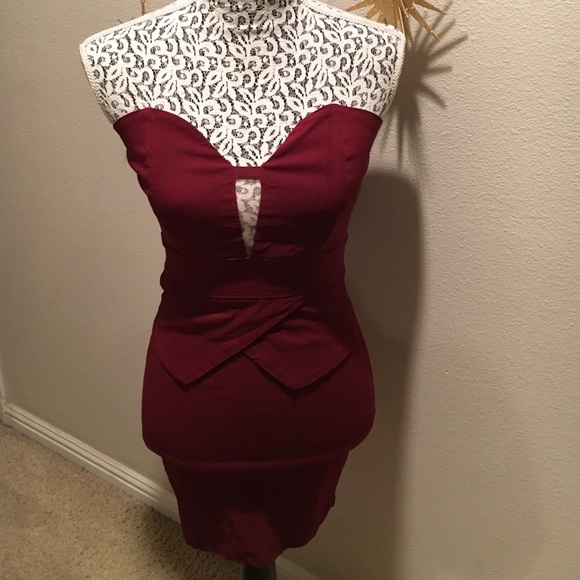 Maroon strapless dress