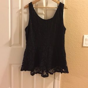 Lace peplum top with bow detail on back