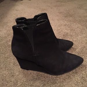 Black Suede Wedge Booties