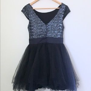 Trixxi Dresses - Navy Blue Sequin and Tulle Party Dress Trixxi Dresses - Navy Blue Sequin and Tulle Party Dress