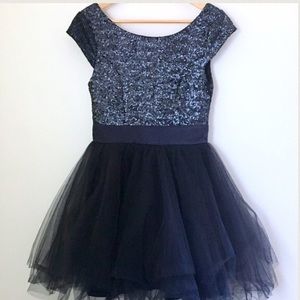 Trixxi Dresses - Navy Blue Sequin and Tulle Party Dress Trixxi Dresses - Navy Blue Sequin and Tulle Party Dress