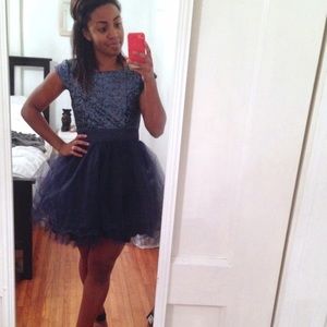 Trixxi Dresses - Navy Blue Sequin and Tulle Party Dress Trixxi Dresses - Navy Blue Sequin and Tulle Party Dress