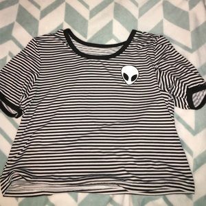 Black & White Striped Alien Shirt