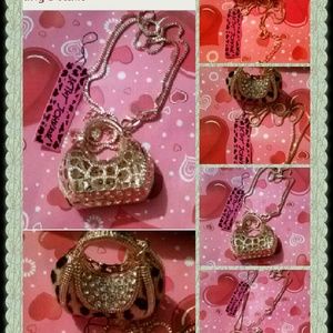Leopard print purse pendant chain necklace