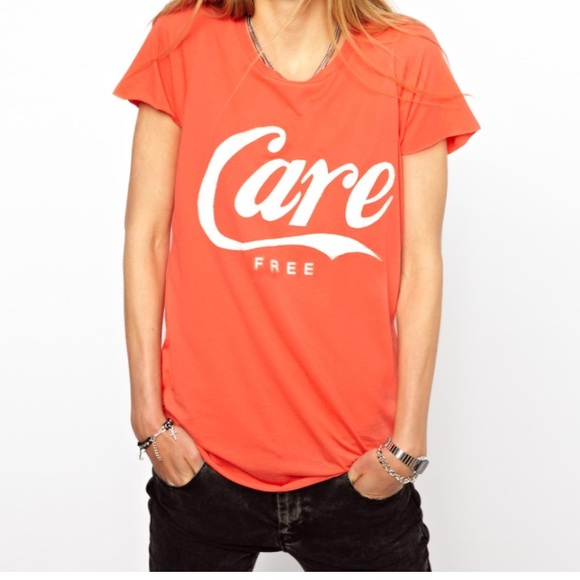 Zoe Karssen Care Free Designer Tee in Hot Coral xs