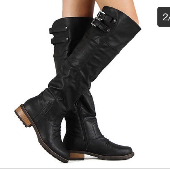 Qupid Knee High Black Riding Boots