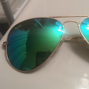 Green reflective authentic ray bans