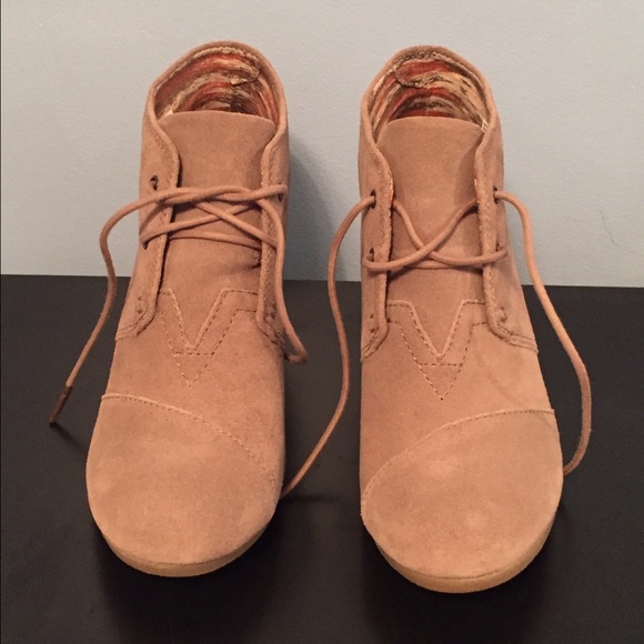 BRAND NEW Taupe TOMS Bootie Wedges