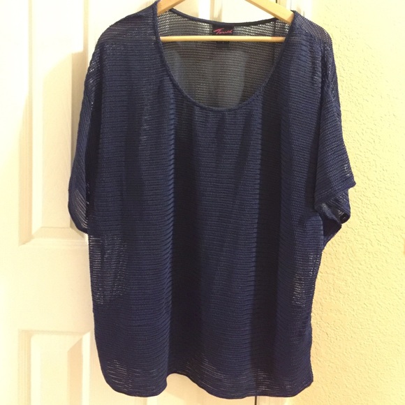 Blue mesh top