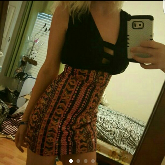 Aztec Plunge Line Mini Dress