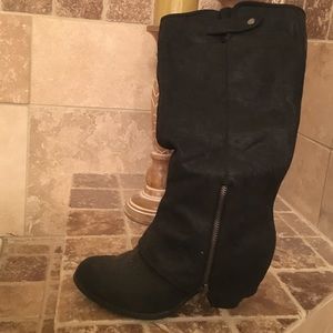 Black knee high boots