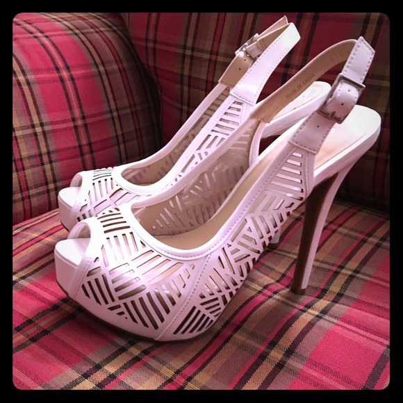BCBGeneration Slingback White Pumps