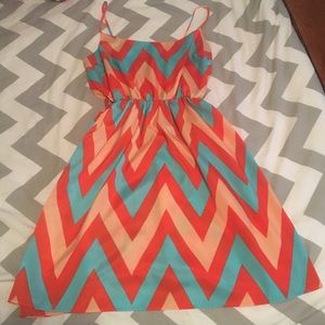 Spaghetti strap chevron dress