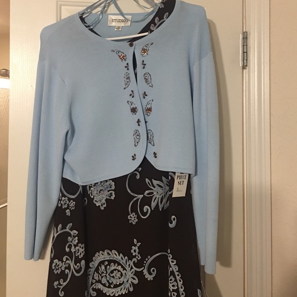 Blue dress with removable cardigan