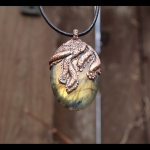 Unique rustic natural stone handmade pendant.