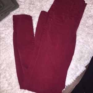 Maroon high waisted jeans