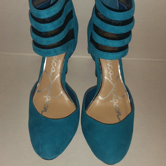 Jessica Simpson Teal Ankle Strap Heels - Picture 3 of 3