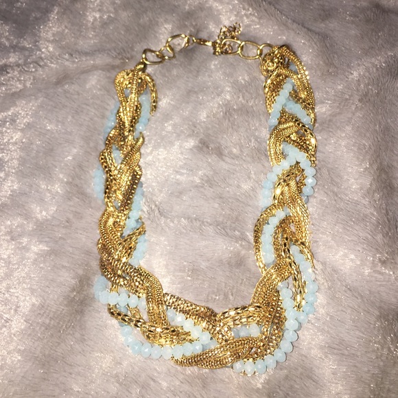Teal and gold necklace