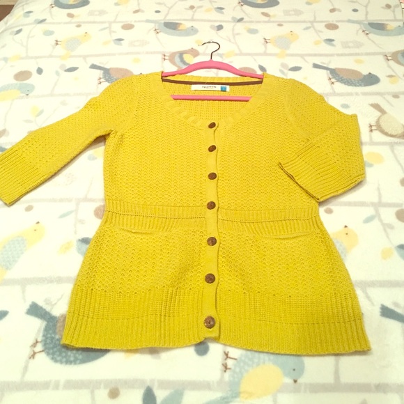 Anthropologie sparrow mustard cardigan