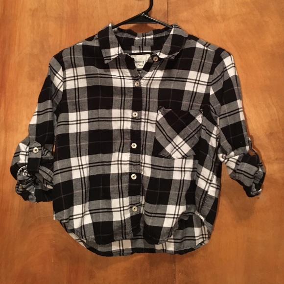 Forever 21 plaid button down crop top