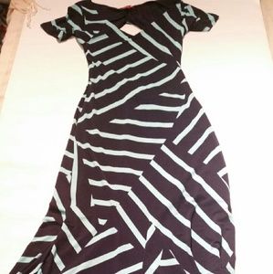 Shades of Blue Fitted, Flaring, Open Back Maxi