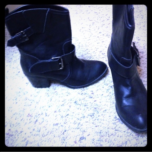 Black Western Style Ankle Boots