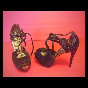 ON HOLD: Black Satin Sam Edelman Spiked High Heels