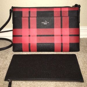 Red and Black Flannel Coach Purse