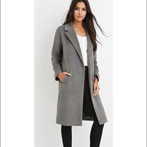 Forever 21 Jackets & Blazers - Gray Longline Maxi Collard Coat