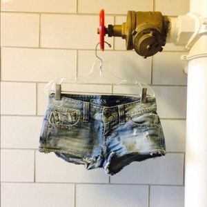 guess distressed denim jean shorts