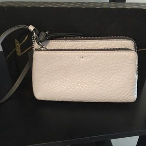 Coach Pebble Leather Double Zip Wristlet