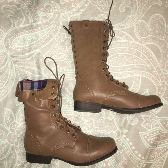 Never worn Madden Girl Tan/Brown Combat Boots