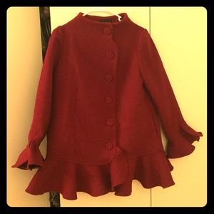 Wool Coat in dark red