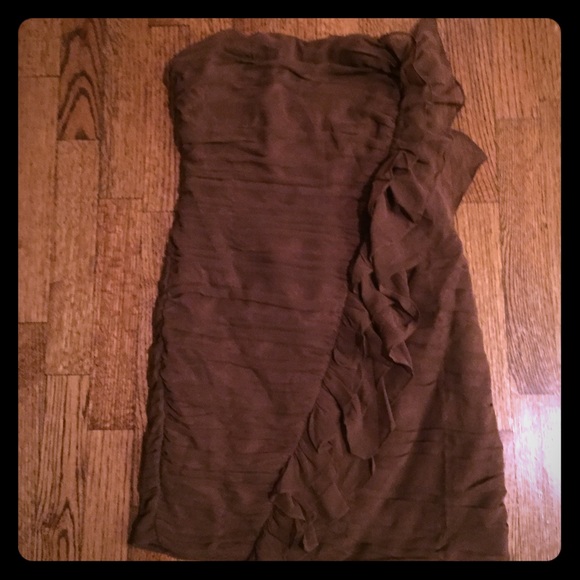 FOREVER 21-Strapless Brown Chiffon Dress (S) - Picture 1 of 4