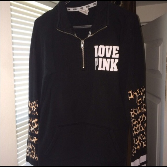 PINK CHEETAH PRINT LOGO SWEATSHIRT