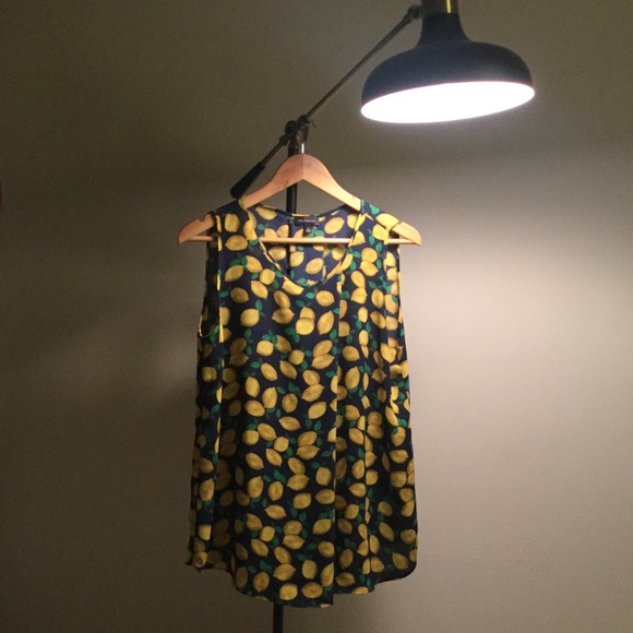 The Limited lemon print sleeveless blouse