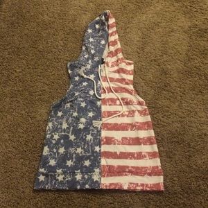 NWT American Flag hooded sweatshirt vest
